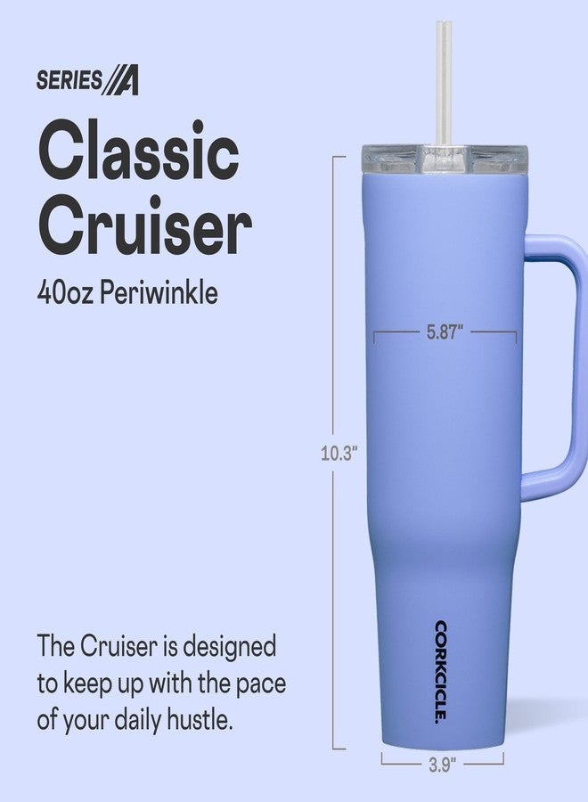 Corkcicle Cruiser Insulated Tumbler - Keeps Drinks Cold 20 Hours - Triple-Insulated Stainless Steel - Spill-Proof Lid - Summer Drinkware Gift - Keeps Drinks Ice Cold - 40 oz - Periwinkle - Image 2